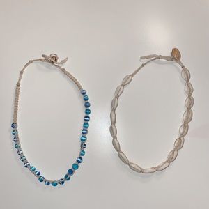 white shell and blue pearl necklaces